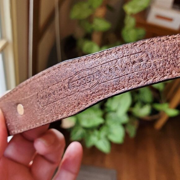 Fossil Womens Brown Leather Belt Size Small 37" Stud And Braid. 1" wide. BT2139 - Picture 12 of 12